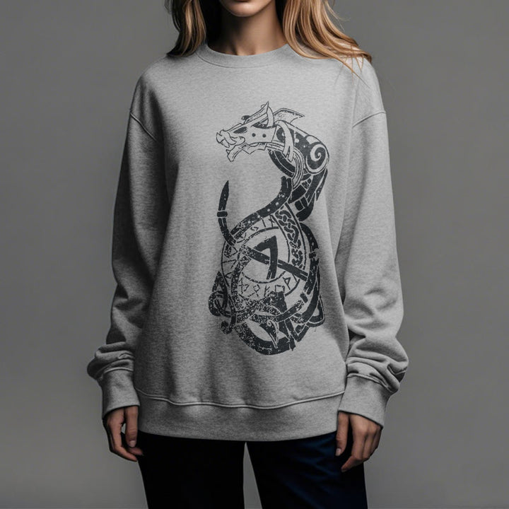 WorldNorse Celtic Knot Dragon Runes Sweatshirt