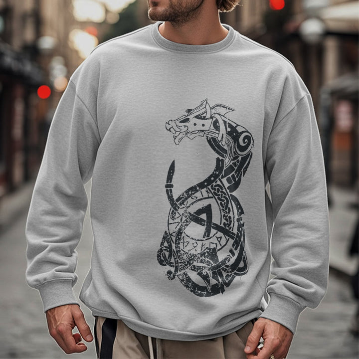 WorldNorse Celtic Knot Dragon Runes Sweatshirt