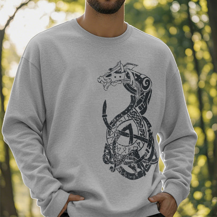 WorldNorse Celtic Knot Dragon Runes Sweatshirt