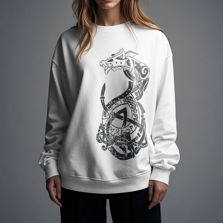 WorldNorse Celtic Knot Dragon Runes Sweatshirt