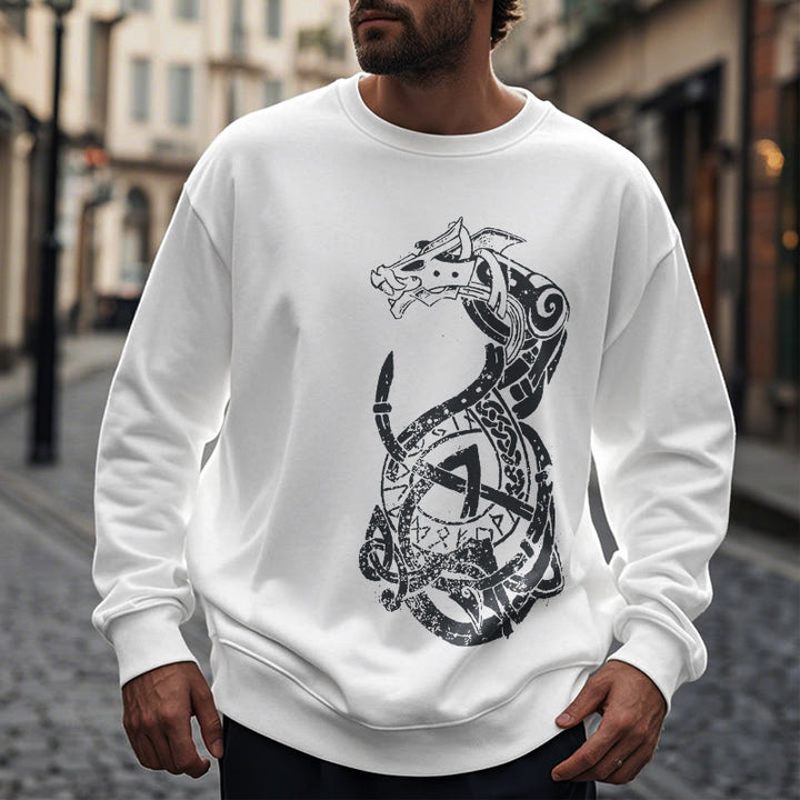 WorldNorse Celtic Knot Dragon Runes Sweatshirt