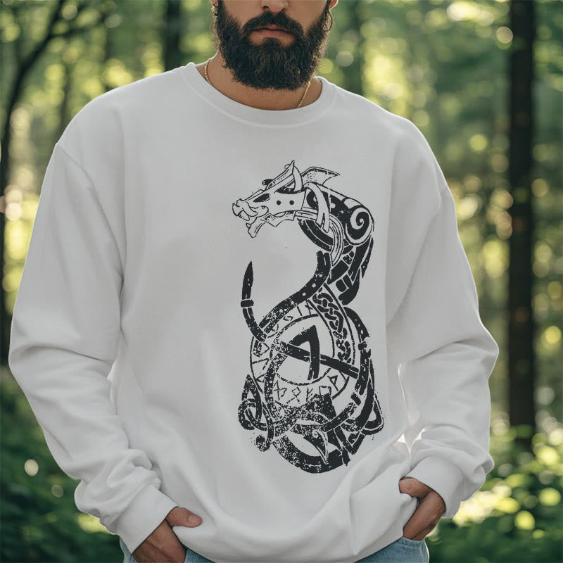 WorldNorse Celtic Knot Dragon Runes Sweatshirt