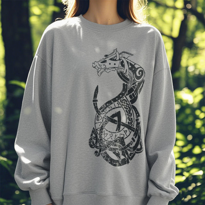 WorldNorse Celtic Knot Dragon Runes Sweatshirt