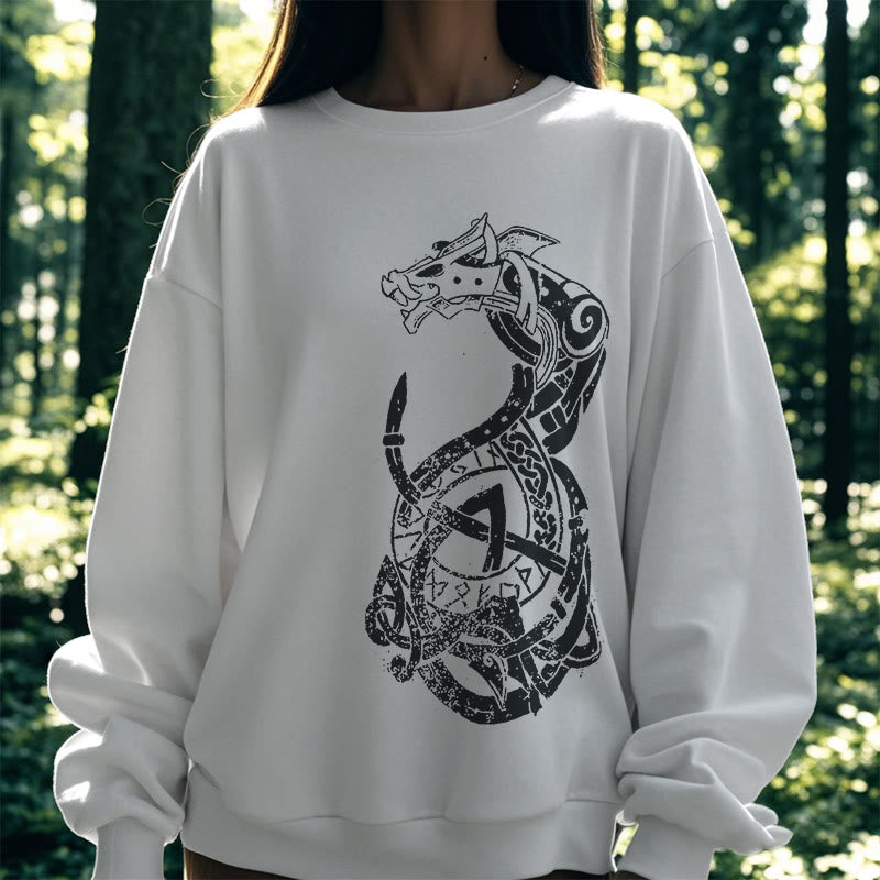 WorldNorse Celtic Knot Dragon Runes Sweatshirt