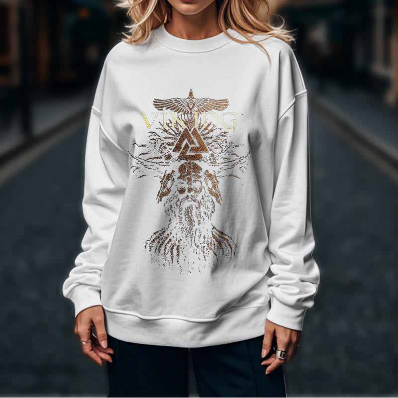 WorldNorse Viking Art Raven Valknut Sweatshirt - image 17