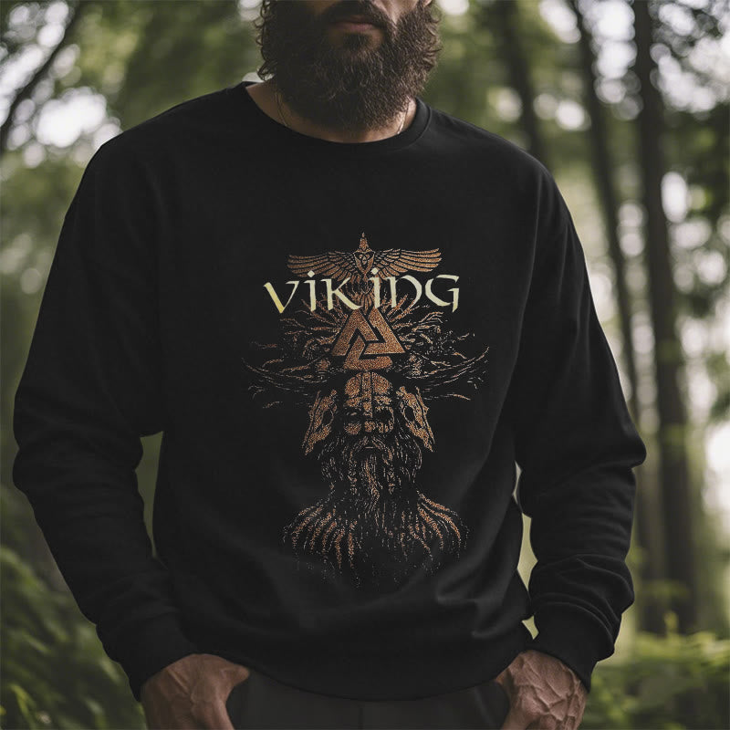 WorldNorse Viking Art Raven Valknut Sweatshirt