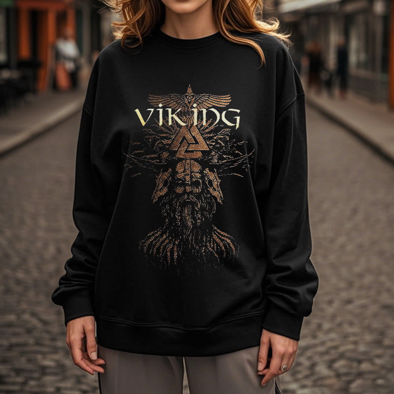 WorldNorse Viking Art Raven Valknut Sweatshirt