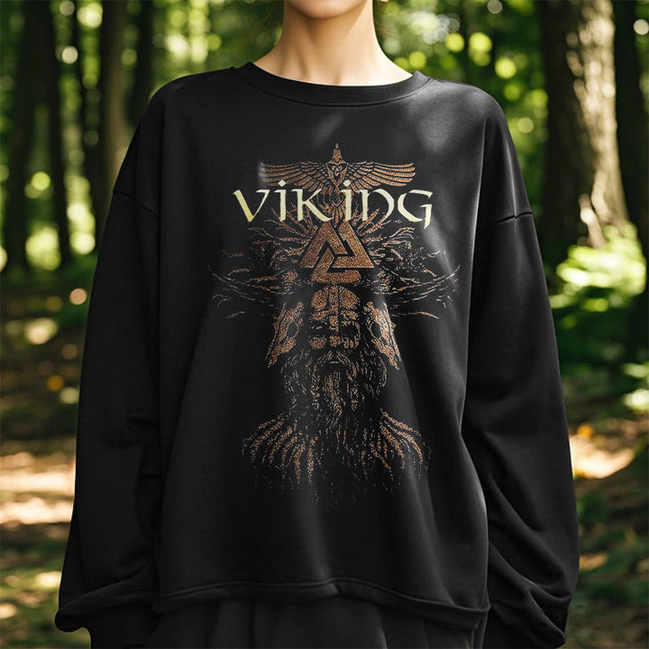 WorldNorse Viking Art Raven Valknut Sweatshirt