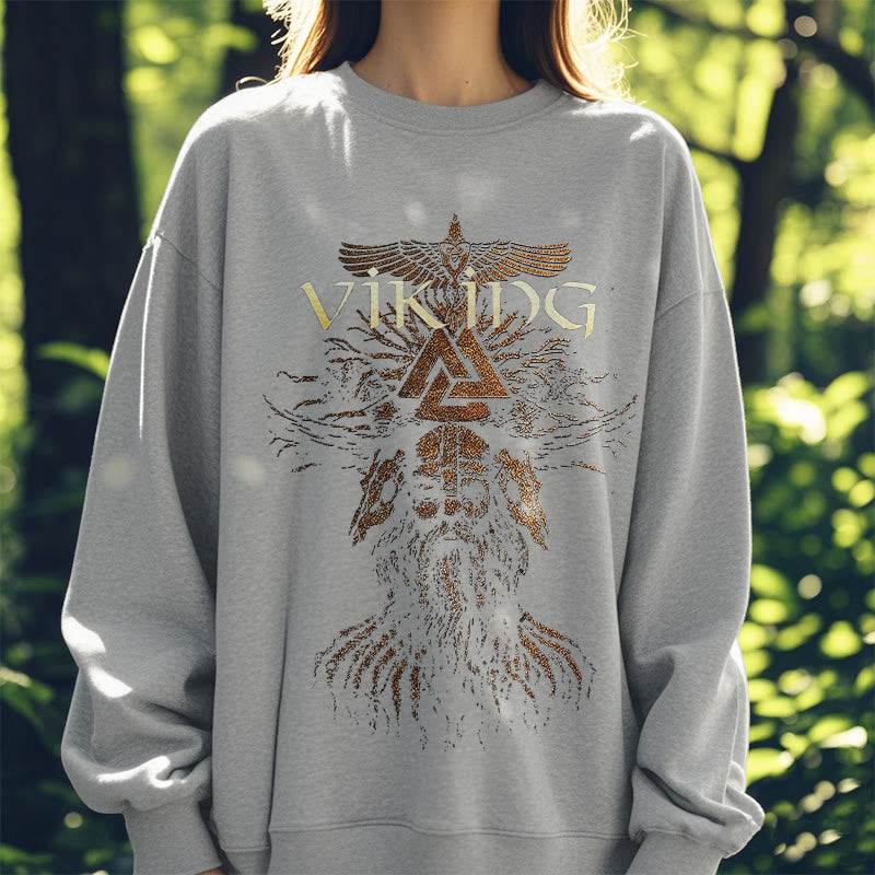 WorldNorse Viking Art Raven Valknut Sweatshirt