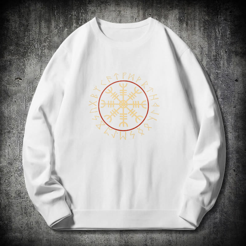 WorldNorse Helm Of Awe With Rune Circle Sweatshirt - White - 2XL - image 10