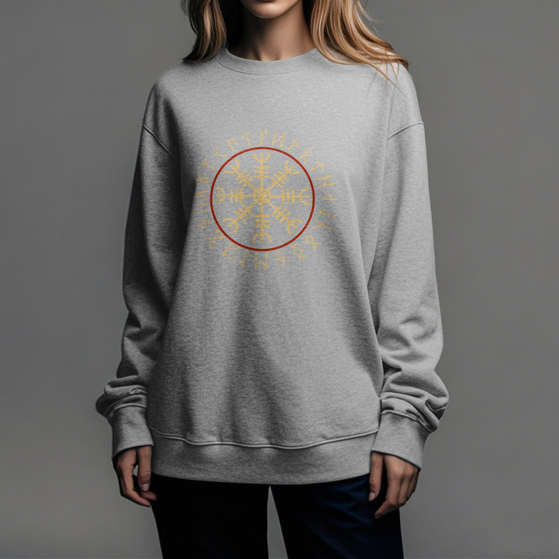 WorldNorse Helm Of Awe With Rune Circle Sweatshirt