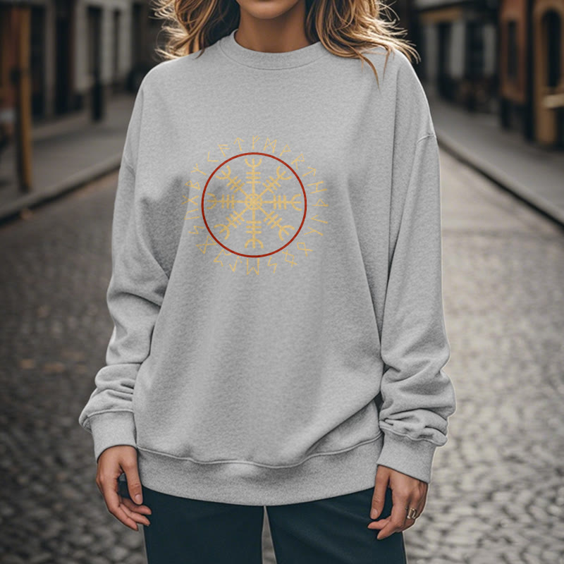 WorldNorse Helm Of Awe With Rune Circle Sweatshirt