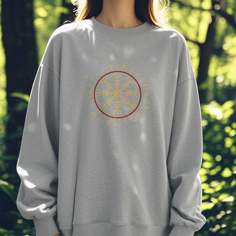 WorldNorse Helm Of Awe With Rune Circle Sweatshirt