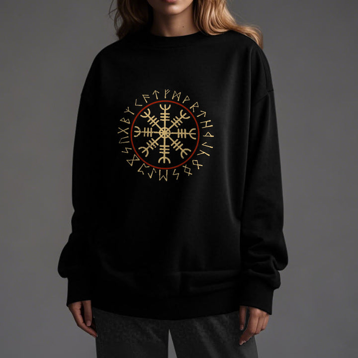 WorldNorse Helm Of Awe With Rune Circle Sweatshirt