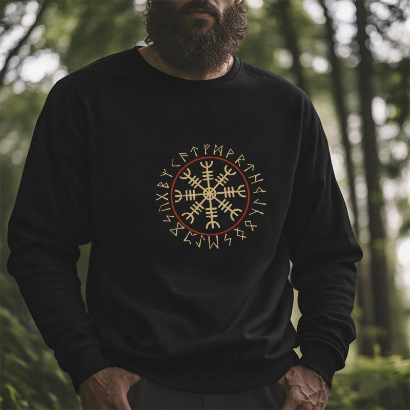 WorldNorse Helm Of Awe With Rune Circle Sweatshirt