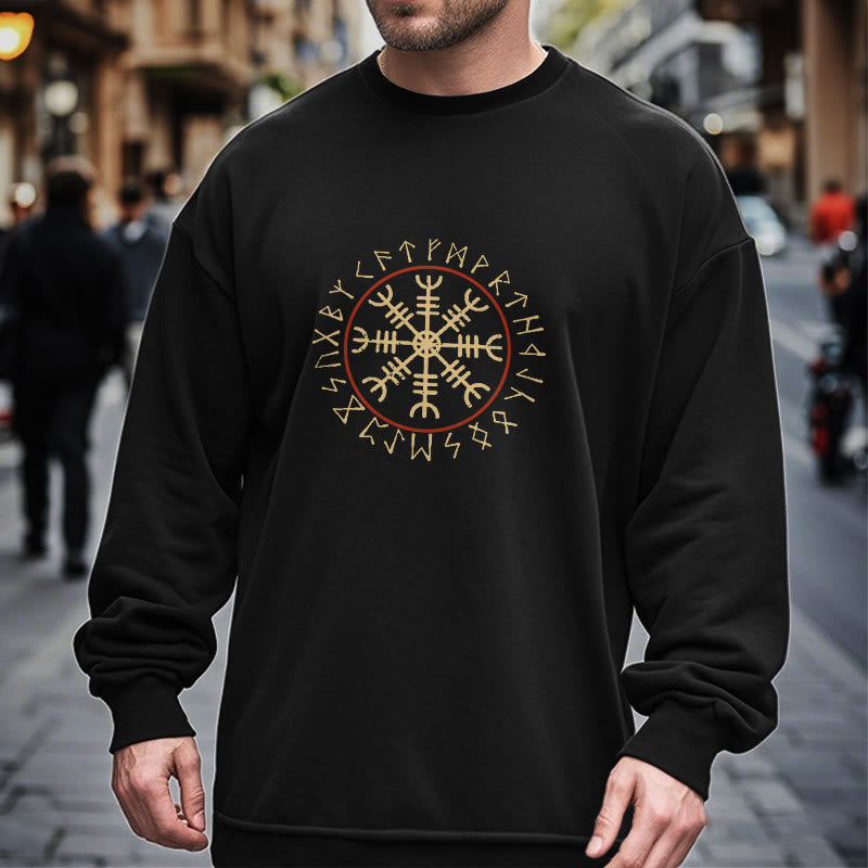 WorldNorse Helm Of Awe With Rune Circle Sweatshirt