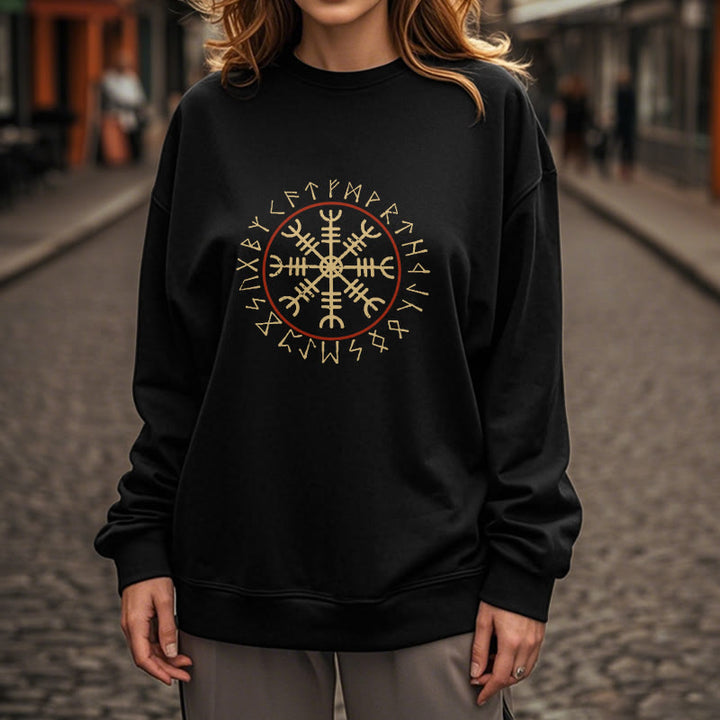 WorldNorse Helm Of Awe With Rune Circle Sweatshirt