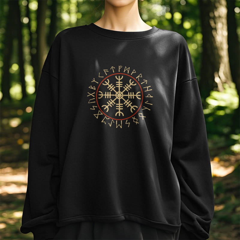 WorldNorse Helm Of Awe With Rune Circle Sweatshirt