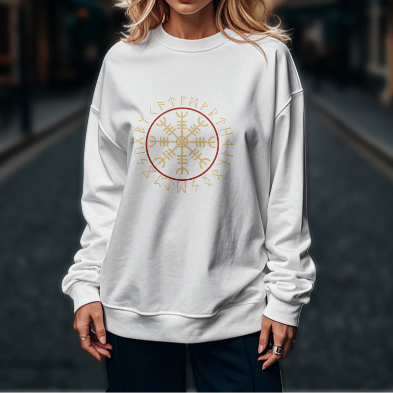 WorldNorse Helm Of Awe With Rune Circle Sweatshirt