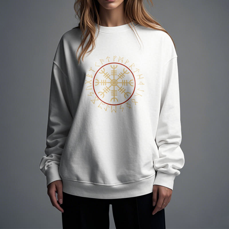 WorldNorse Helm Of Awe With Rune Circle Sweatshirt