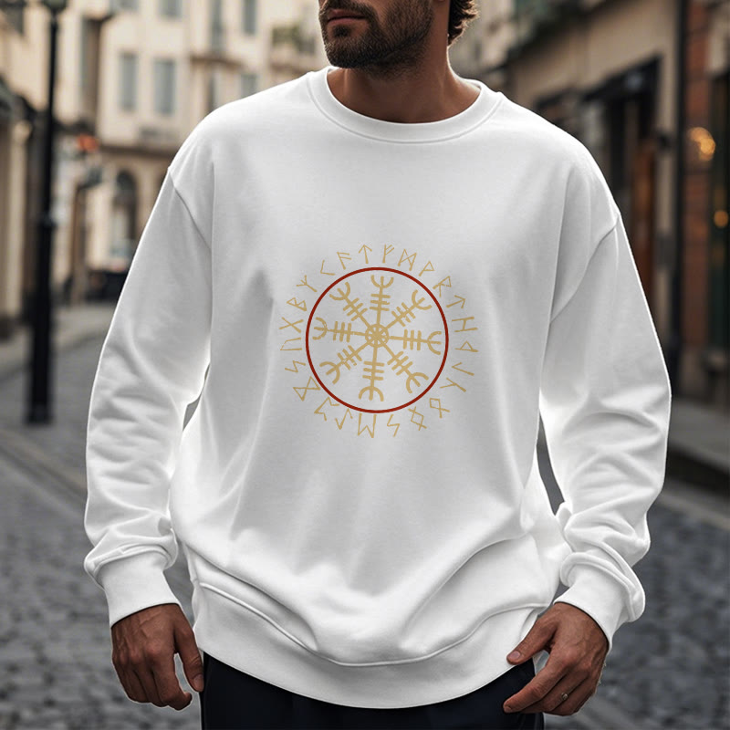 WorldNorse Helm Of Awe With Rune Circle Sweatshirt