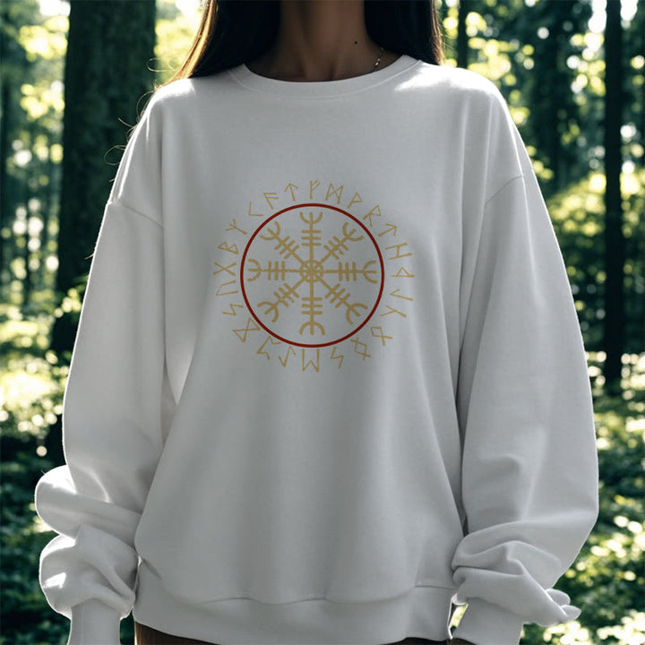 WorldNorse Helm Of Awe With Rune Circle Sweatshirt