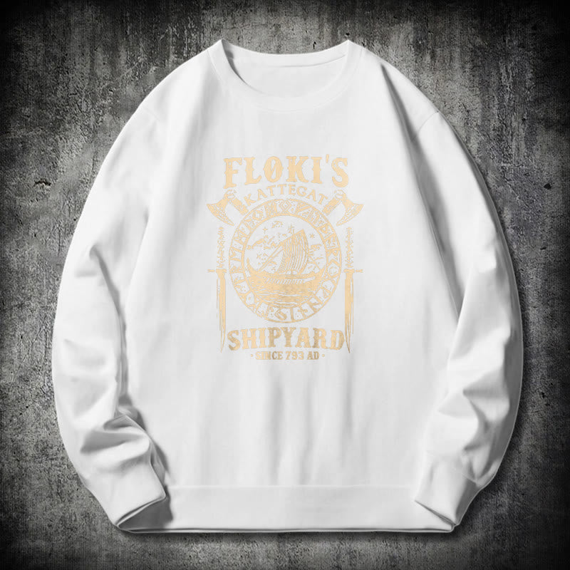 WorldNorse Shipyard Viking Ship And Sword Sweatshirt - White - 2XL - image 10