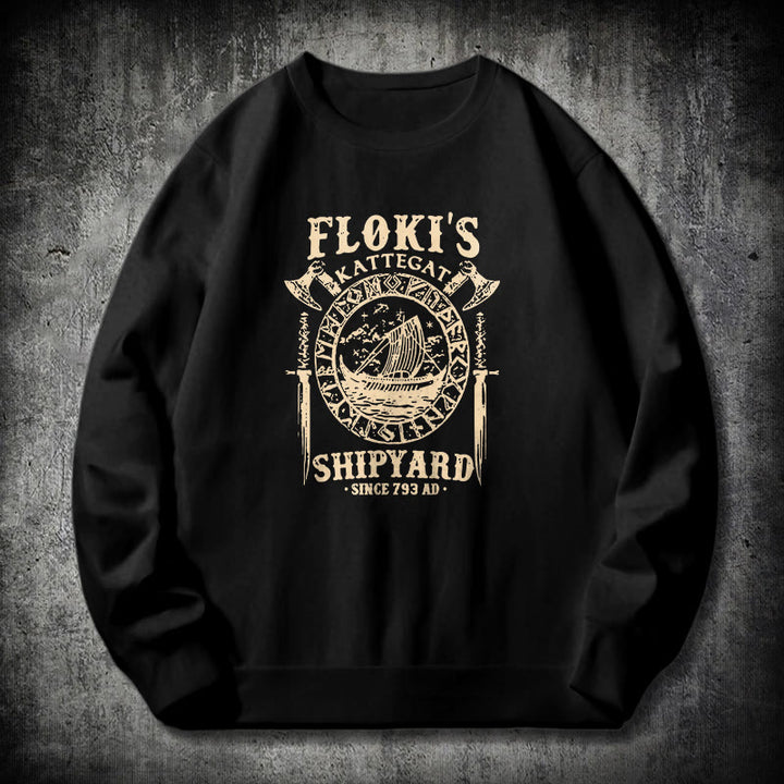 WorldNorse Shipyard Viking Ship And Sword Sweatshirt