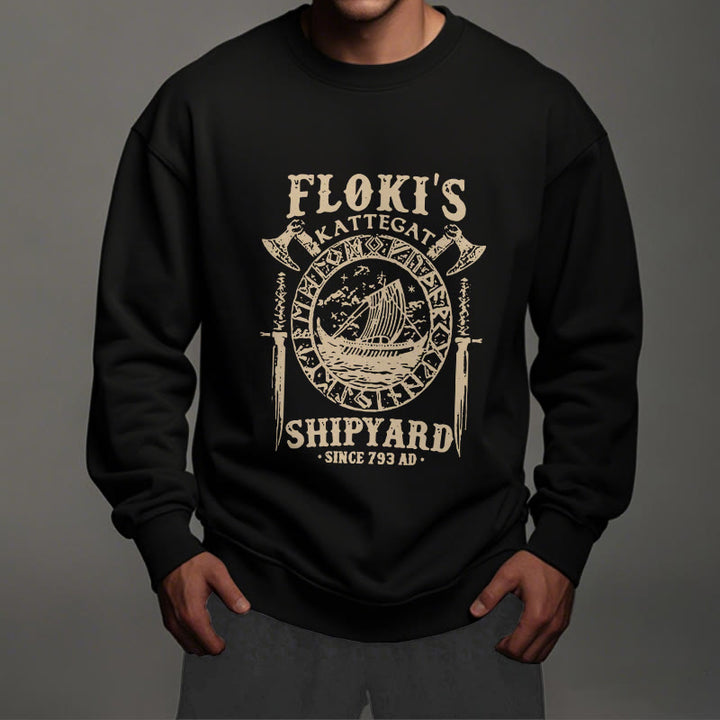 WorldNorse Shipyard Viking Ship And Sword Sweatshirt