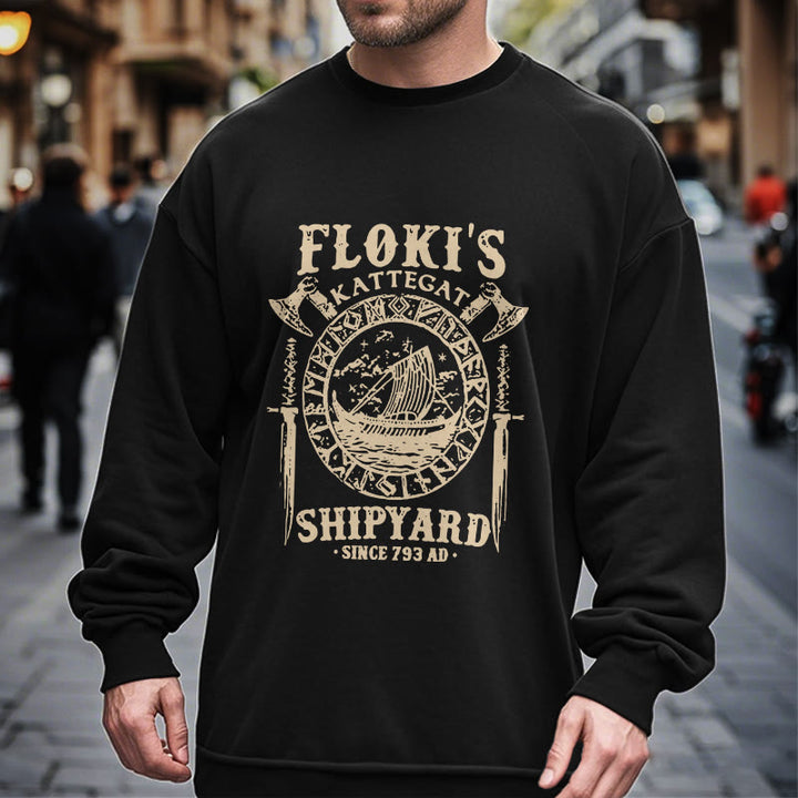 WorldNorse Shipyard Viking Ship And Sword Sweatshirt