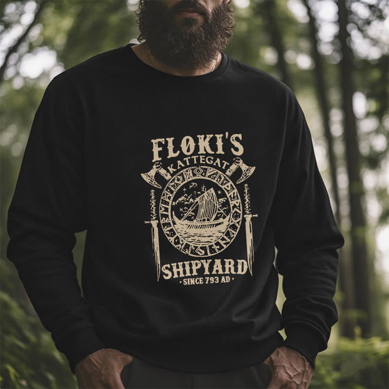 WorldNorse Shipyard Viking Ship And Sword Sweatshirt - image 5