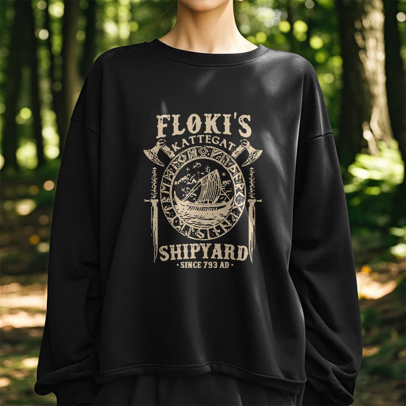 WorldNorse Shipyard Viking Ship And Sword Sweatshirt