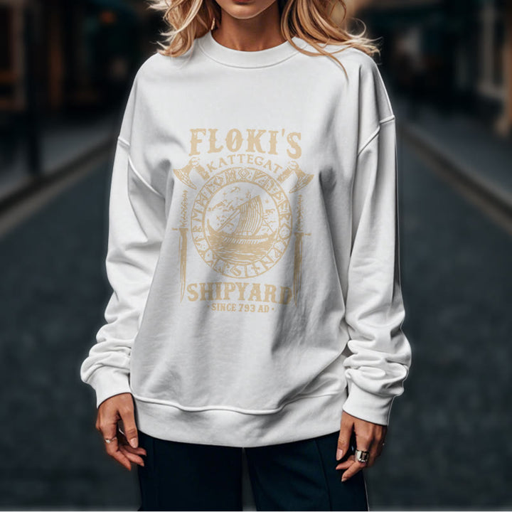 WorldNorse Shipyard Viking Ship And Sword Sweatshirt - image 17