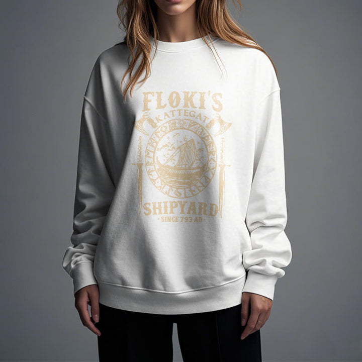 WorldNorse Shipyard Viking Ship And Sword Sweatshirt