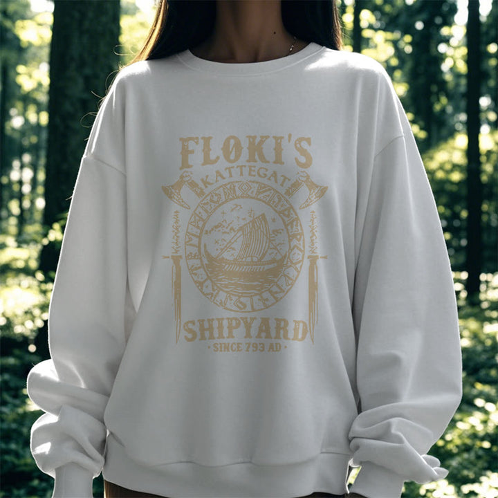 WorldNorse Shipyard Viking Ship And Sword Sweatshirt