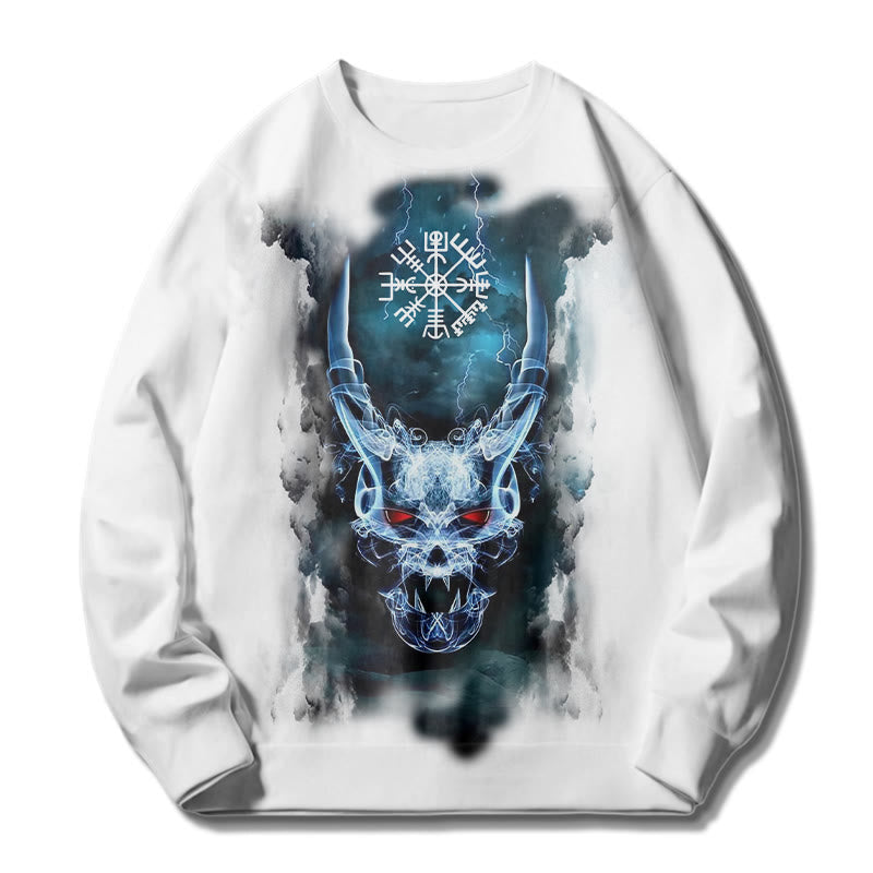 WorldNorse Viking Skull Lightning Warrior Vegvisir Sweatshirt