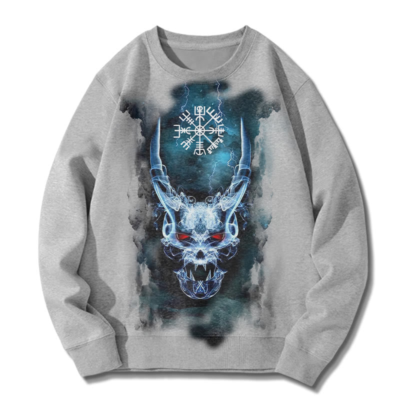 WorldNorse Viking Skull Lightning Warrior Vegvisir Sweatshirt