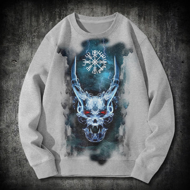 WorldNorse Viking Skull Lightning Warrior Vegvisir Sweatshirt