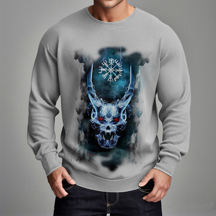 WorldNorse Viking Skull Lightning Warrior Vegvisir Sweatshirt