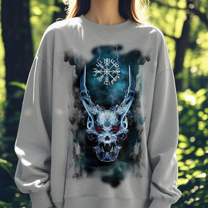 WorldNorse Viking Skull Lightning Warrior Vegvisir Sweatshirt