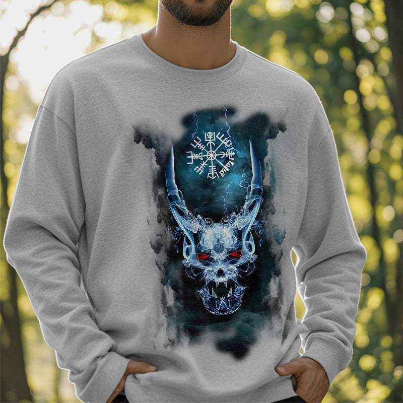 WorldNorse Viking Skull Lightning Warrior Vegvisir Sweatshirt