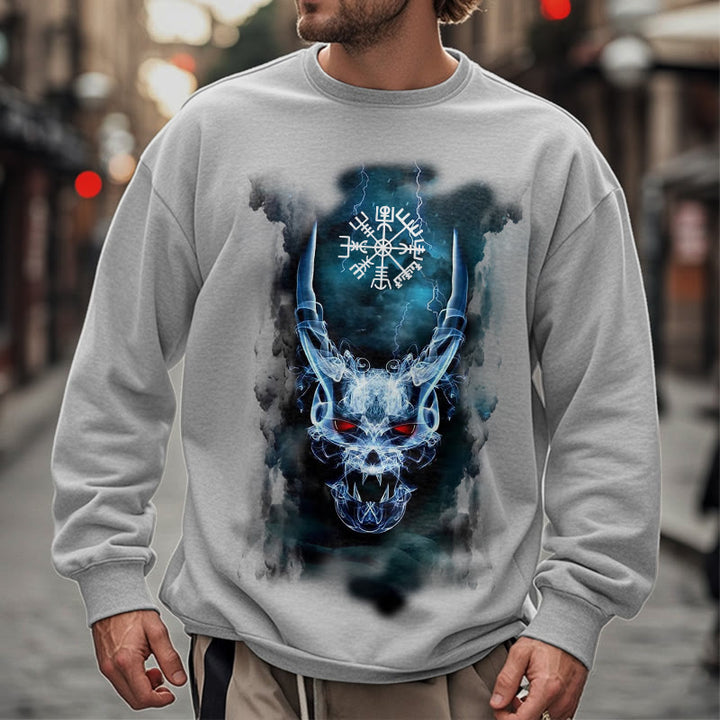 WorldNorse Viking Skull Lightning Warrior Vegvisir Sweatshirt