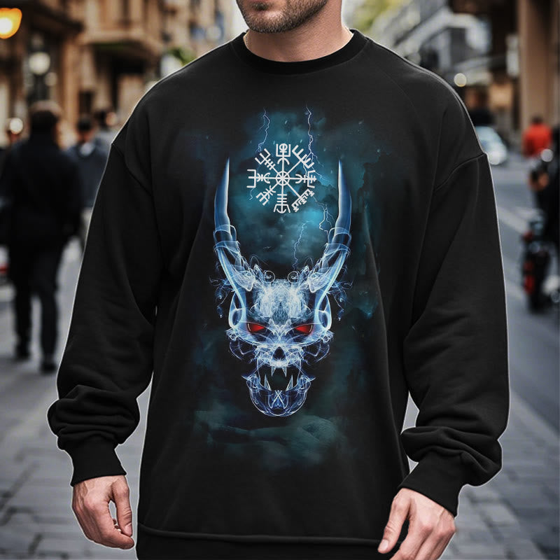 WorldNorse Viking Skull Lightning Warrior Vegvisir Sweatshirt