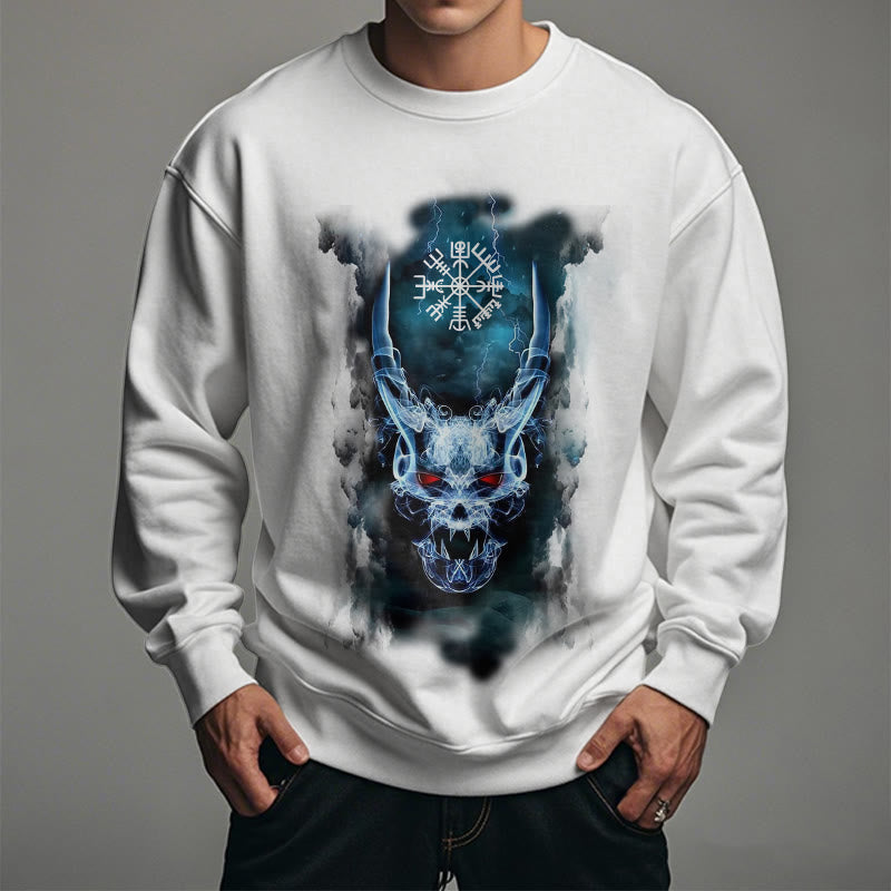 WorldNorse Viking Skull Lightning Warrior Vegvisir Sweatshirt