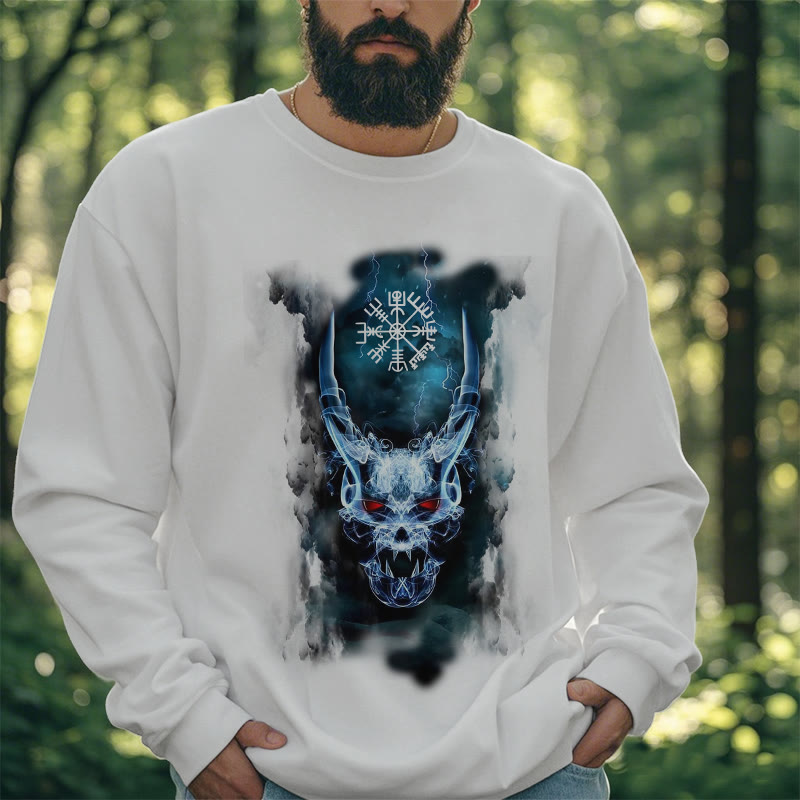 WorldNorse Viking Skull Lightning Warrior Vegvisir Sweatshirt