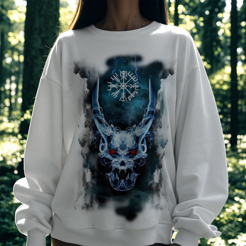 WorldNorse Viking Skull Lightning Warrior Vegvisir Sweatshirt