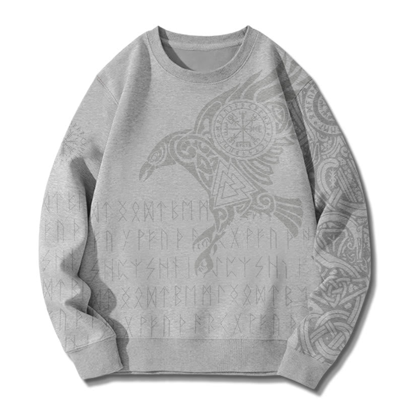 WorldNorse Raven With Vegvisir Runes Valknut Sweatshirt