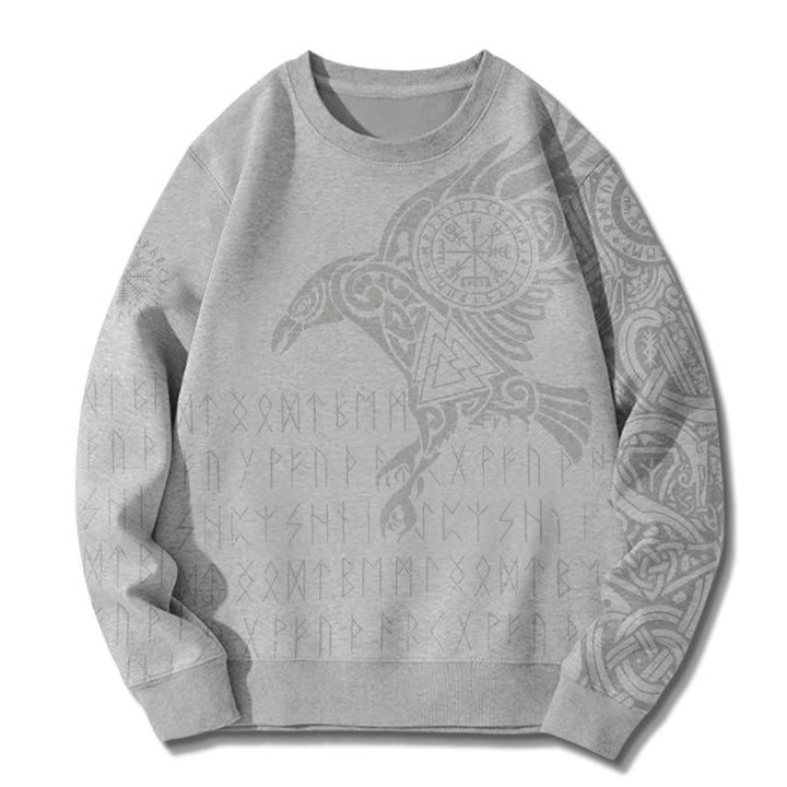 WorldNorse Raven With Vegvisir Runes Valknut Sweatshirt