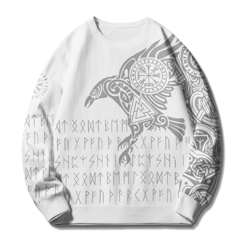 WorldNorse Raven With Vegvisir Runes Valknut Sweatshirt