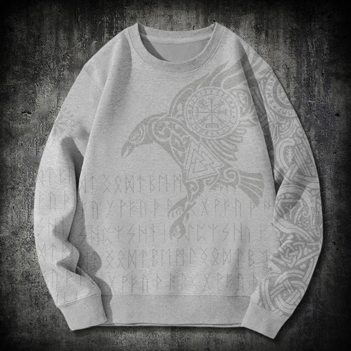 WorldNorse Raven With Vegvisir Runes Valknut Sweatshirt